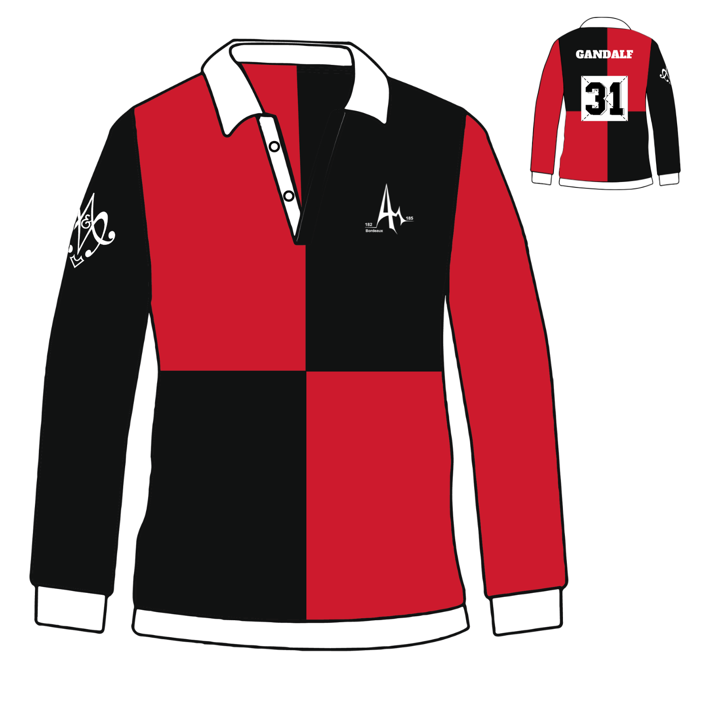 Polo Manches Longues Gadz'Arts "Bordeaux" - 4 Broderies